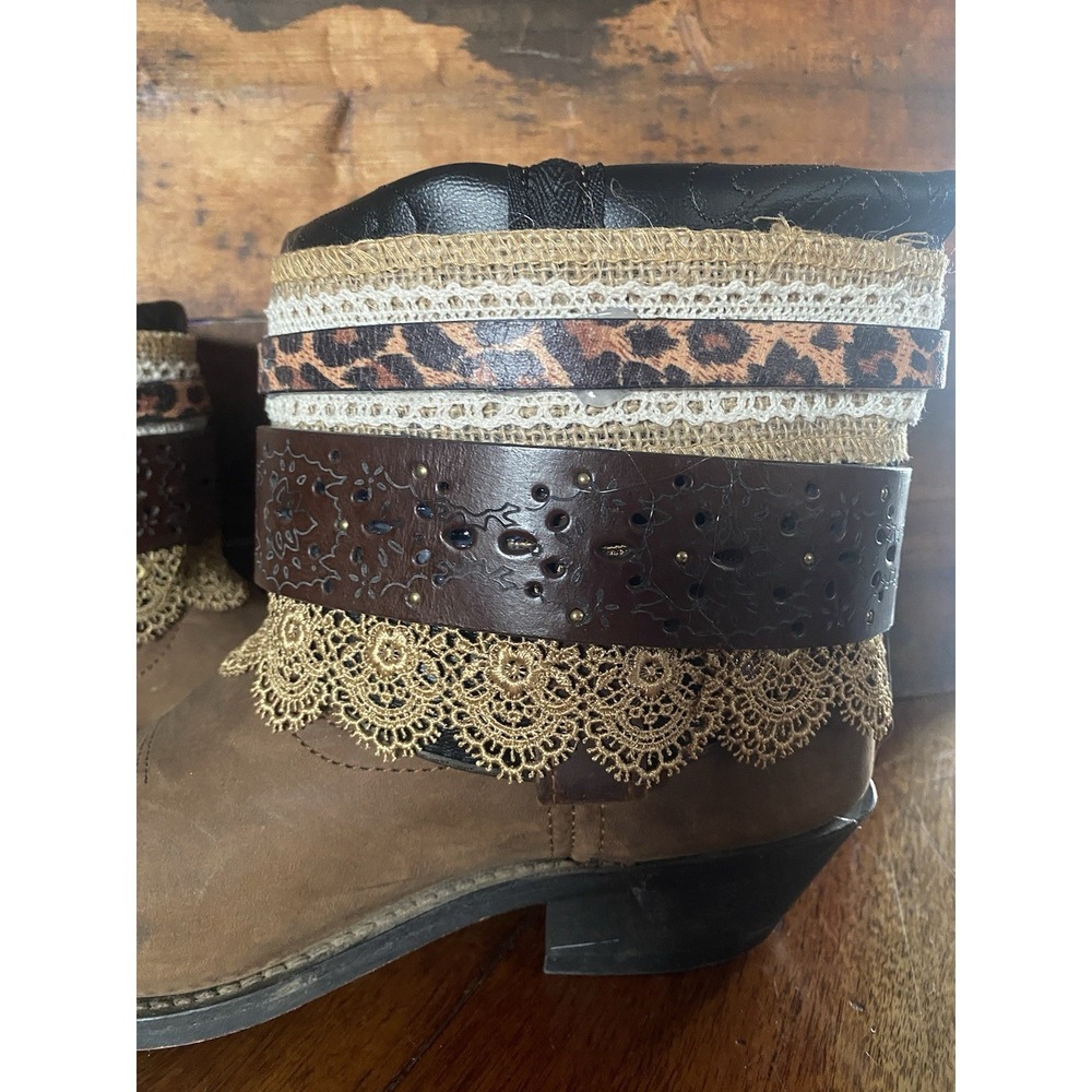 Upcycled Western Rodeo Festival cowgirl boots size 9 - Picture 4 of 5